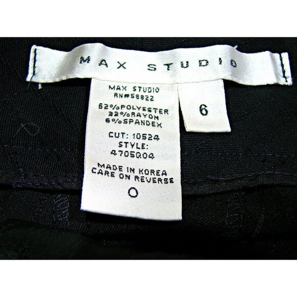 Max Studio Womens Black on Black Pin Striped Career Dress Pants Pockets Size 6 - Picture 3 of 12